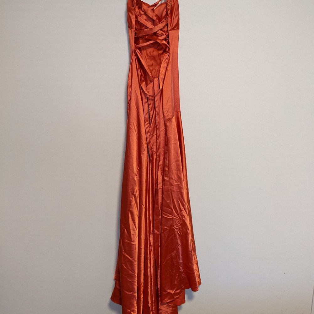 Dress It - Red/Orange Velvet Prom Dress